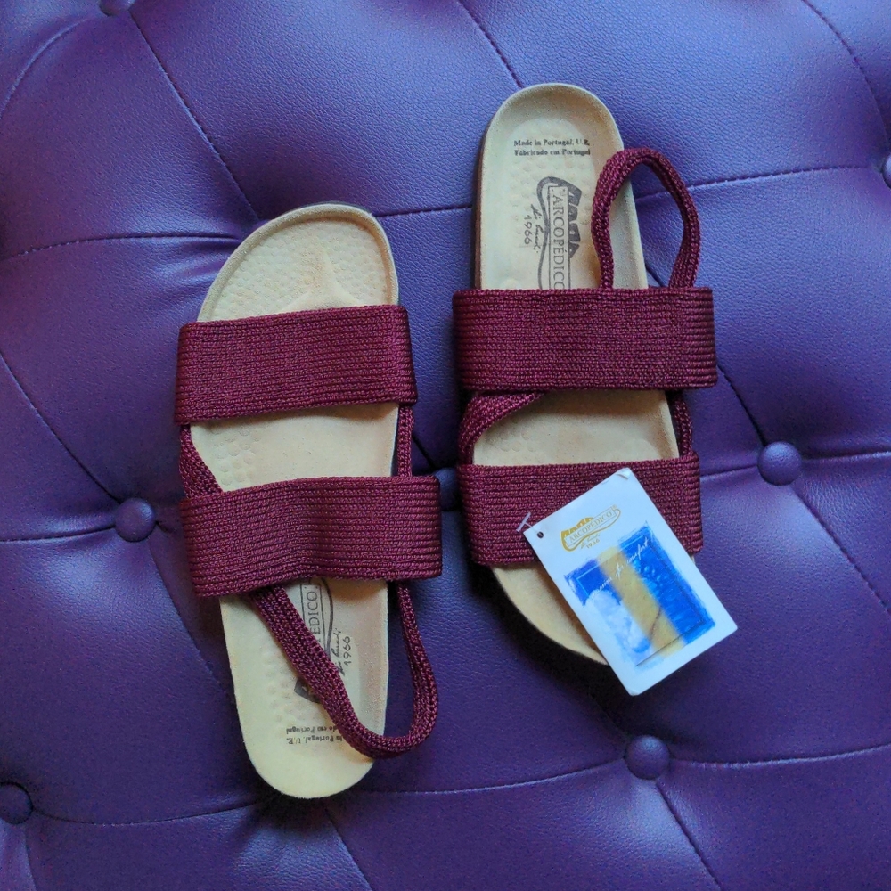 Arcopedico Stretch Knit Cork 2 Strap Sandals Shoes